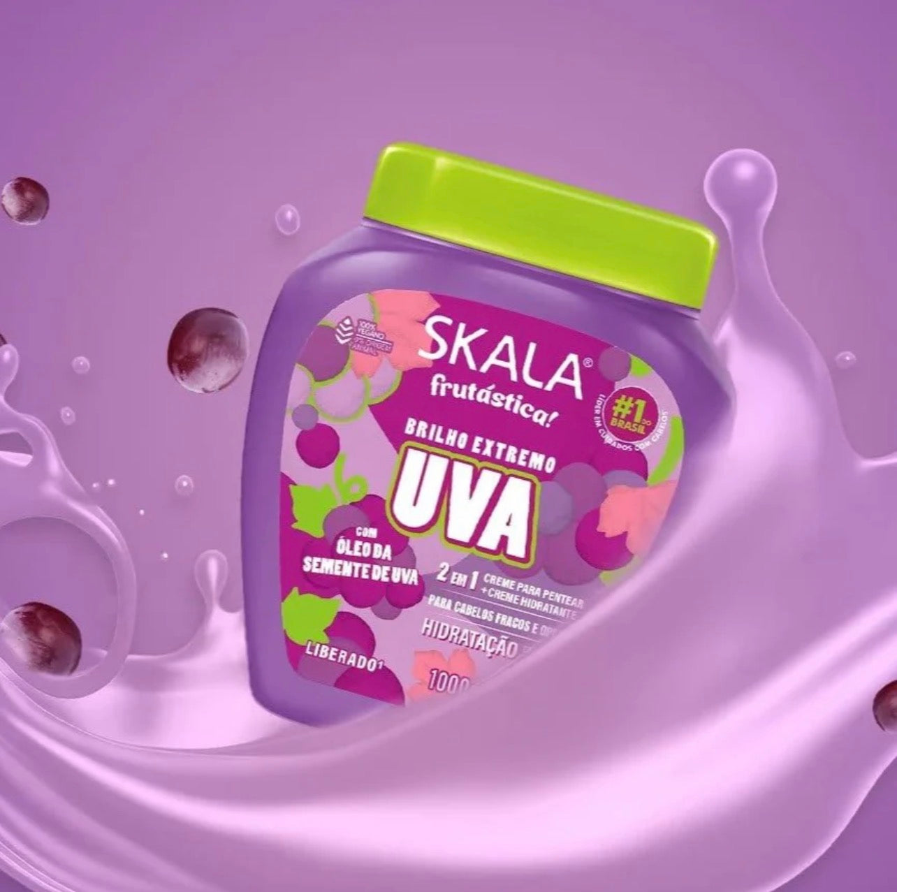 Skala frutastica! Brilho extremo uva 2em1 creme 1000g- ماسك الشعر المرطب للمعان فائق بالشعر الضعيف من سكالا برازيلية