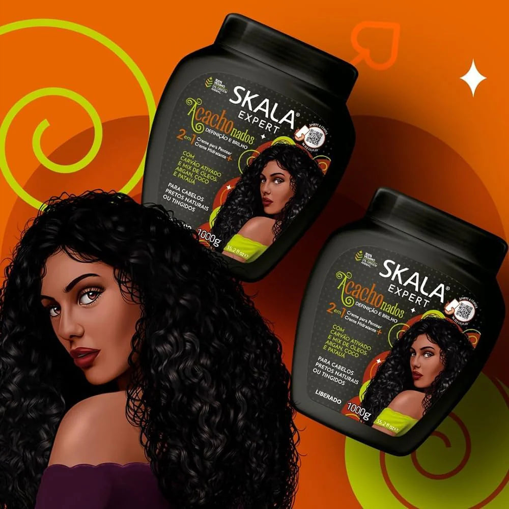 Skala expert acacho nados 2em1 creme 1000g - ماسك كريم لعناية بالشعر الكيرلي والمتجعد من سكالا برازيلية