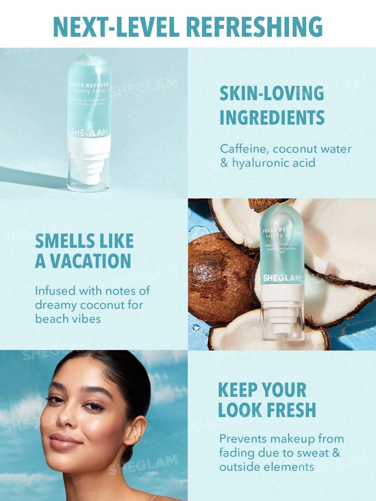 SHEGLAM Press Refresh Setting Spray -بخاخ مثبت مكياج ازرق