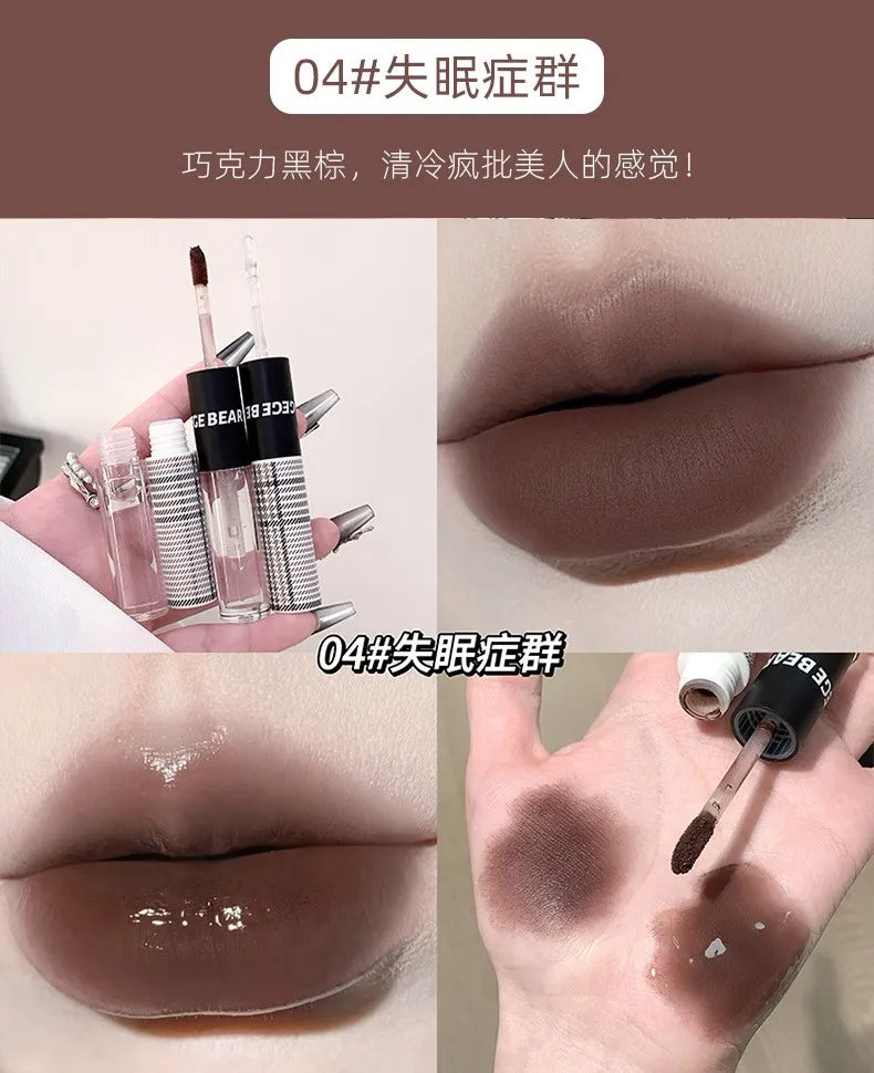 Gege bear water mist melts light duble lip glaze-قلم شفاه سائل
