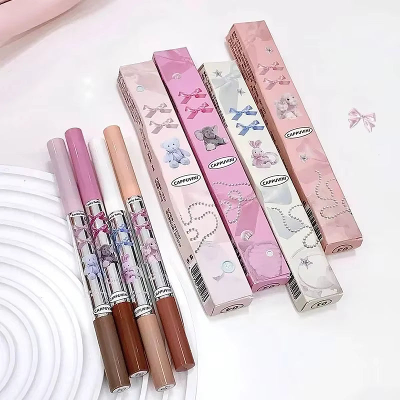 Cappuvini Cute Fun Park Double Head Eye Silkworm Pen-ايلاينر مزدوج