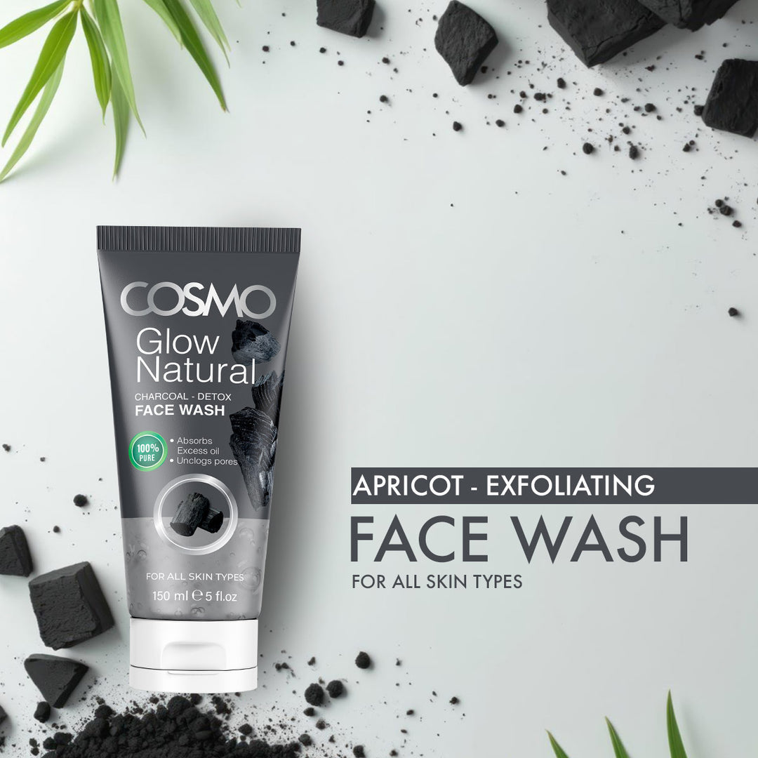 Cosmo Glow Natural Charcoal Detox Face Wash - غسول الوجه الطبيعي المتوهج بالفحم لإزالة السموم