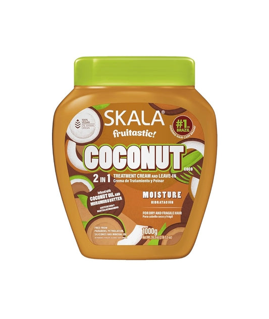 Skala frutastica nutricao poderosa coco 2em1 creme 1000g - كريم مرطب ومصفف الشعر بزيت جوز هند وزبدة الشيا من سكالا برازيلية