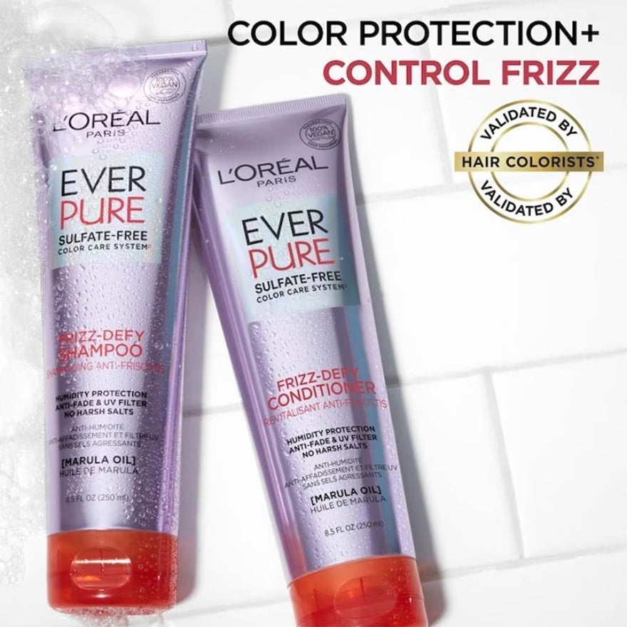 L’oreal ever pure frizz-defy shampoo 250ml -  شامبو الشعر الحماية من الحرارة وترطيب