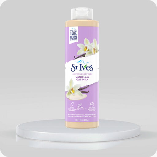 St.ives PAMPERING BODY WASH VANILLA & OAT MILK - غسول الجسم بفانيلا وحليب الشوفان