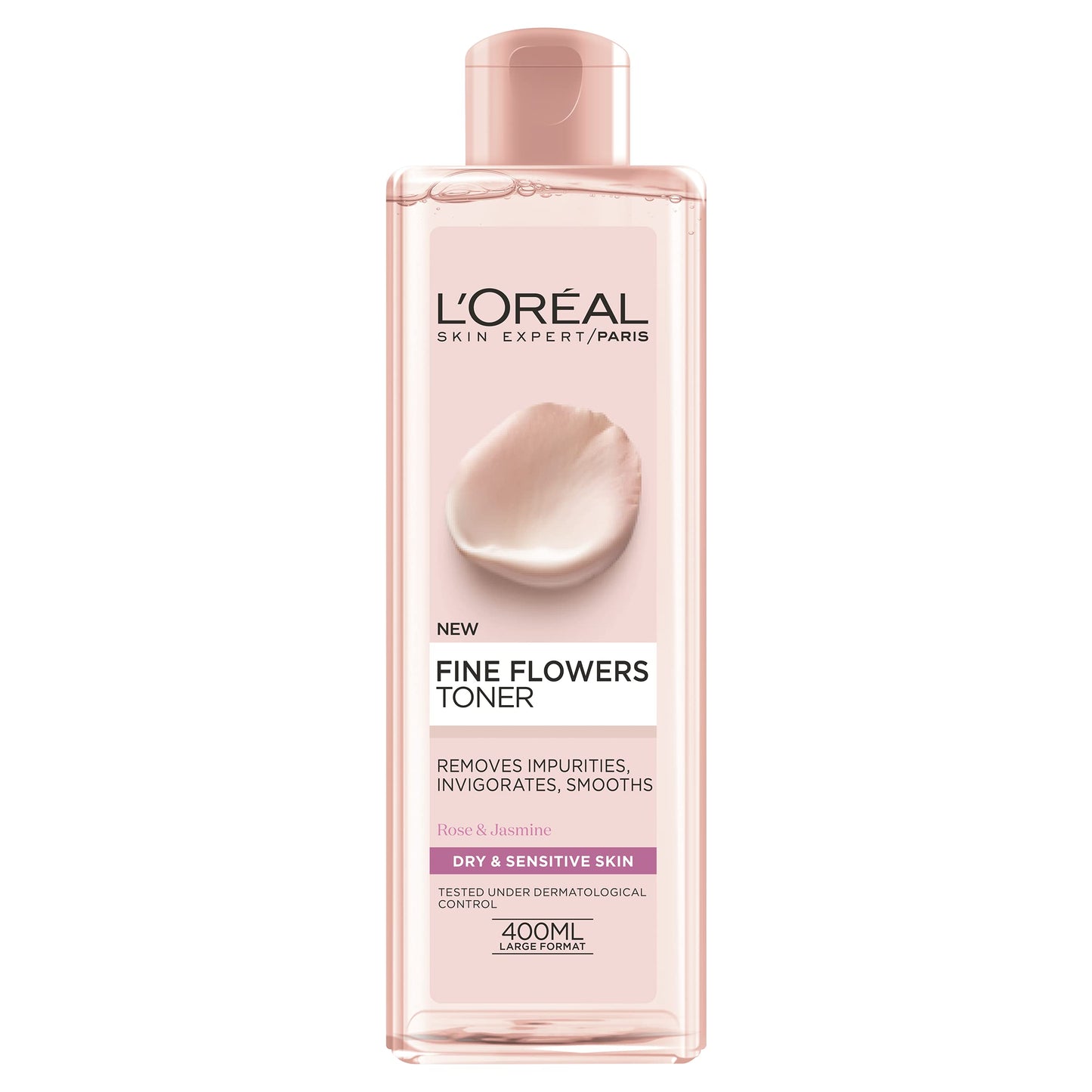 L’oreal fine flowers toner removes impurities, smooths 400ml - تونر البشرة للنعومة من لوريال باريس