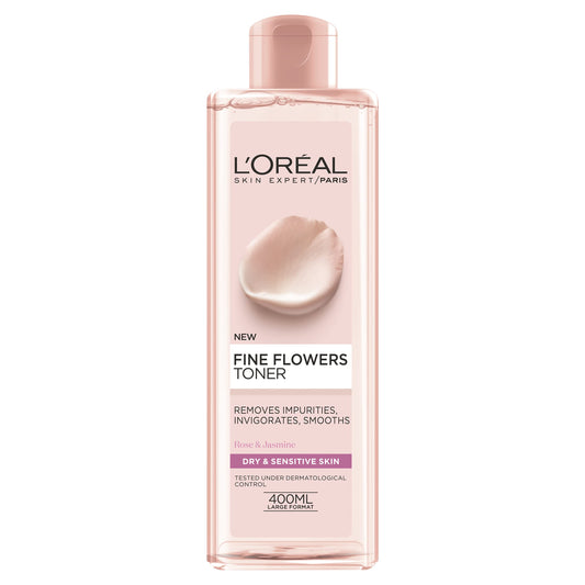 L’oreal fine flowers toner removes impurities, smooths 400ml - تونر البشرة للنعومة من لوريال باريس