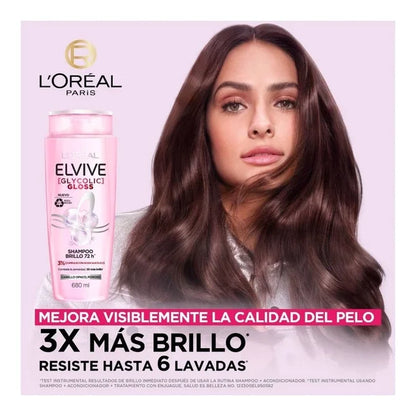 L'Oréal elvive shampoo brillo intenso 72h 360ml - شامبو الشعر الزجاجي ولامع