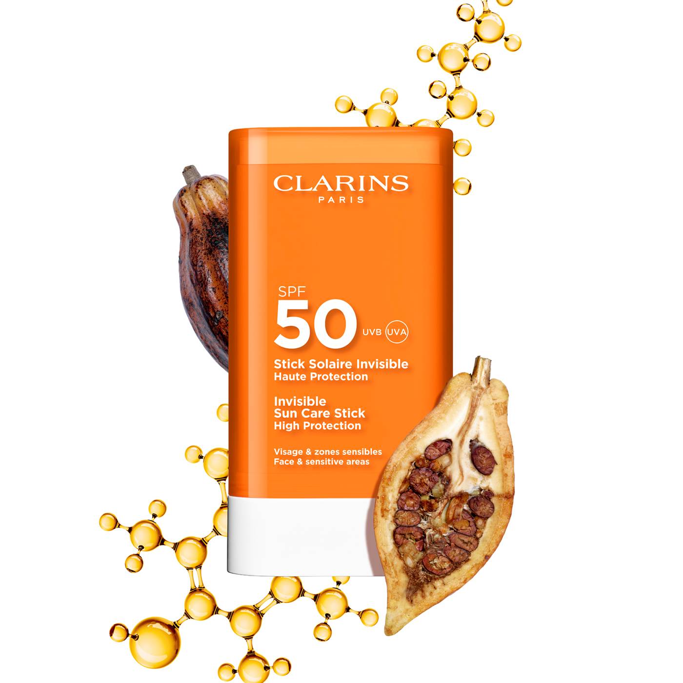 Clarins invisible sun care stick spf 50كلارنس – واقي شمس ستيك شفاف SPF50