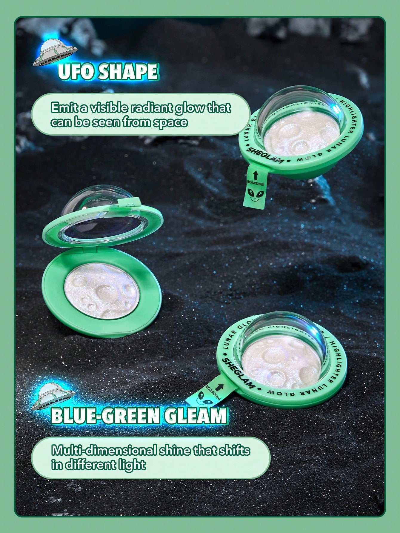 Sheglam lunar glow highlighter - أضاءة بودرة مضغوطة من شيكلام
