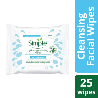 Simple hydrating cleansing wipes removes make-up for dry & sensitve skin - مناديل أزالة مكياج من سمبل