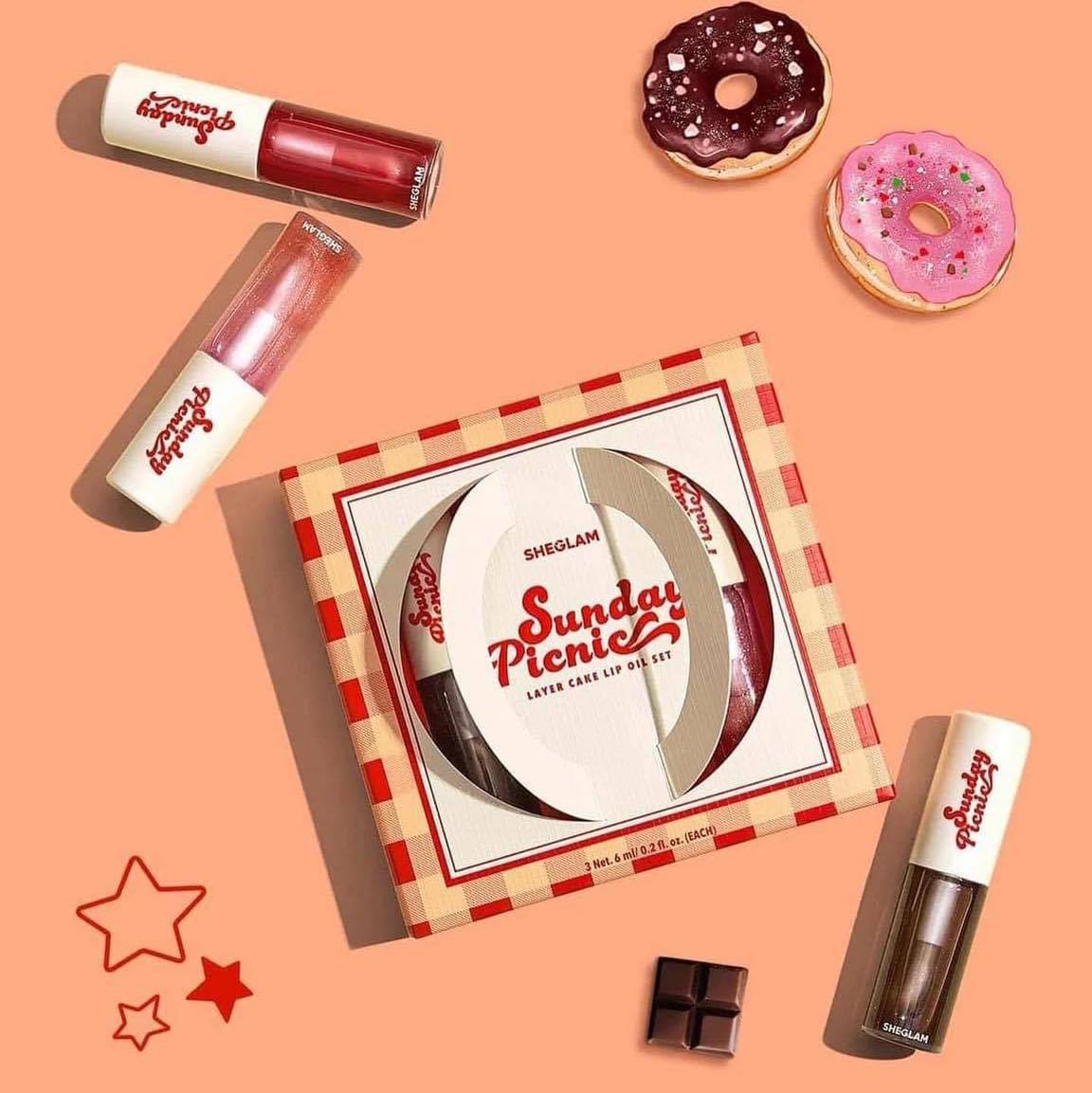 Sheglam sunday picnic layer cake lip oil set - سيت كلوسات شيكلام ثلاثي