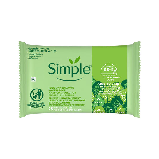 Simple cleansing wipes instantly removes for all skin types even sensitive - مناديل أزالة مكياج من سمبل