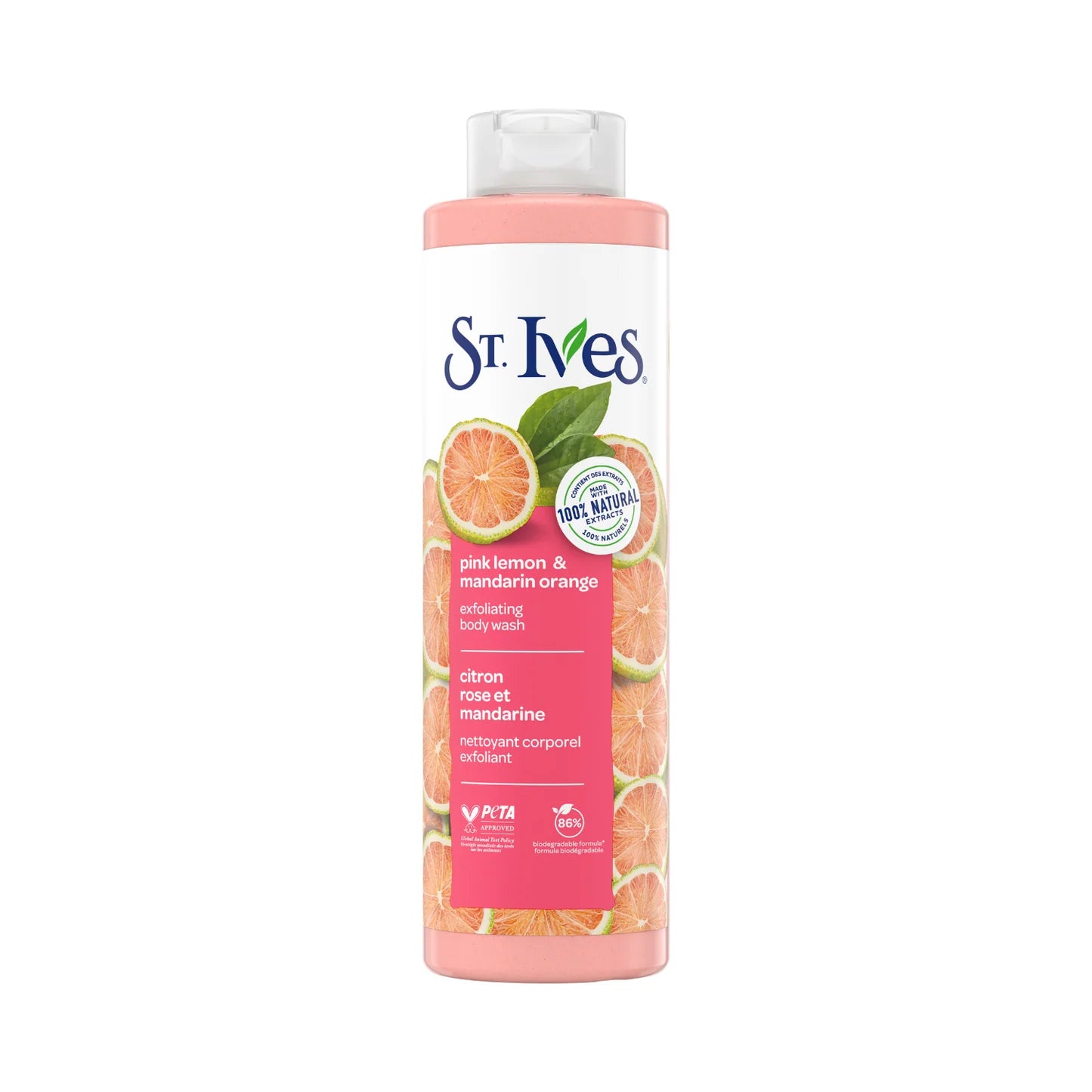 St.ives EXFOLlATING BODY WASH PlNK LEMON & MANDAPIN ORANGE - غسول ومقشر الجسم باليمون  الوردي