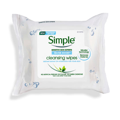 Simple hydrating cleansing wipes removes make-up for dry & sensitve skin - مناديل أزالة مكياج من سمبل