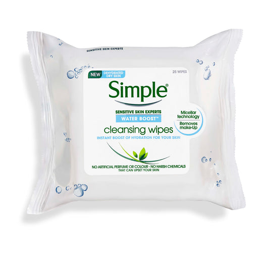 Simple hydrating cleansing wipes removes make-up for dry & sensitve skin - مناديل أزالة مكياج من سمبل