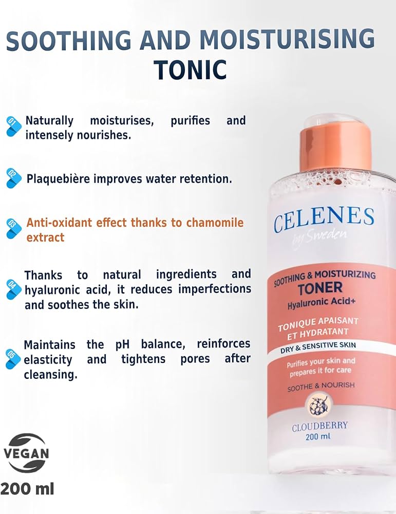 Celenes Cloudberry Soothing & Moisturizing Toner 200ml - تونر ترطيب للبشرة الجافة والحساسة