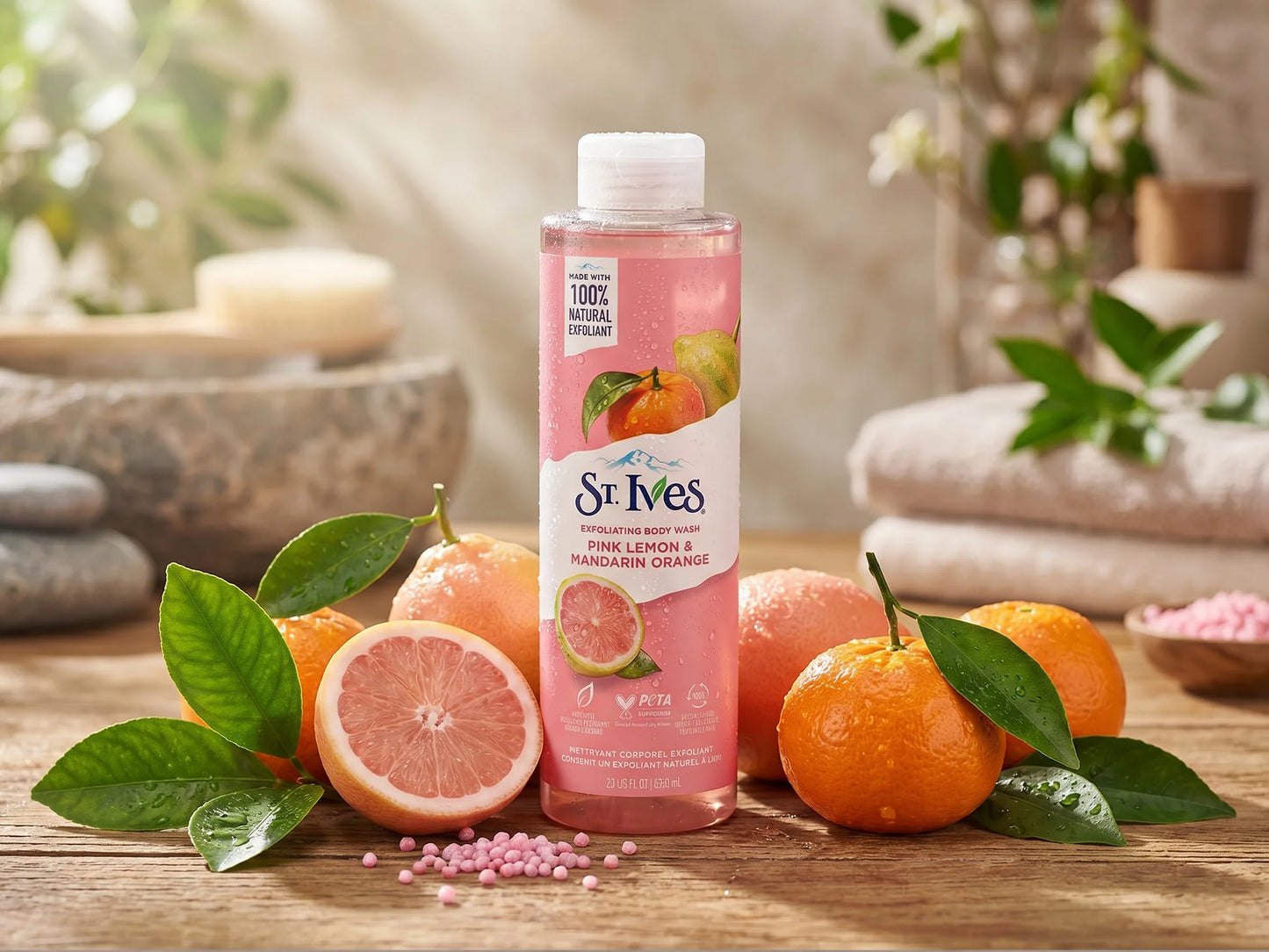 St.ives EXFOLlATING BODY WASH PlNK LEMON & MANDAPIN ORANGE - غسول ومقشر الجسم باليمون  الوردي