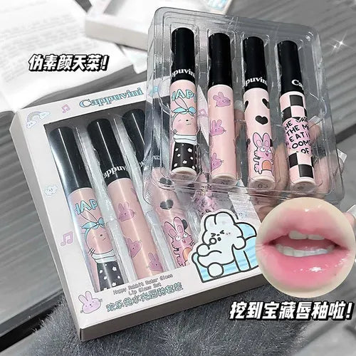 Cappuvini happy rabbit water gloss lip glaze - سيت ملمع شفاه مرطب