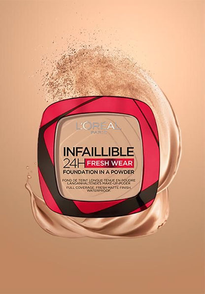 L'oreal infaillible 24h fresh wear foundation in a powder - كريم أساس باودر لوريل
