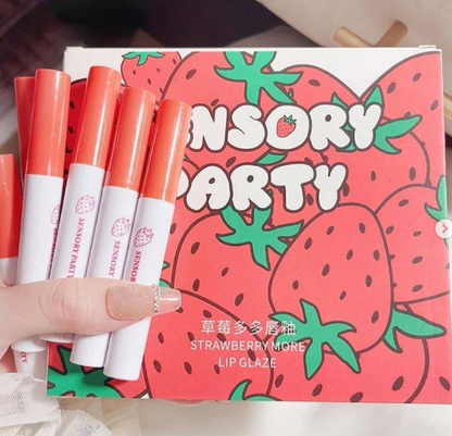 Sensory party strawberry more lip glaze-سيت أحمر الشفاه لامعة