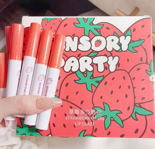 Sensory party strawberry more lip glaze-سيت أحمر الشفاه لامعة