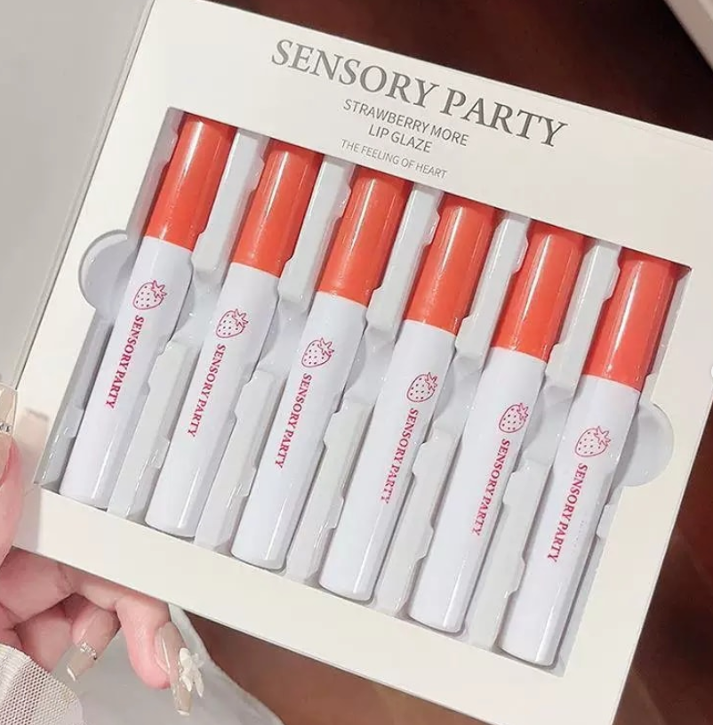 Sensory party strawberry more lip glaze-سيت أحمر الشفاه لامعة
