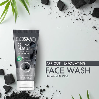 Cosmo Glow Natural Charcoal Detox Face Wash - غسول الوجه الطبيعي المتوهج بالفحم لإزالة السموم