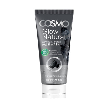 Cosmo Glow Natural Charcoal Detox Face Wash - غسول الوجه الطبيعي المتوهج بالفحم لإزالة السموم